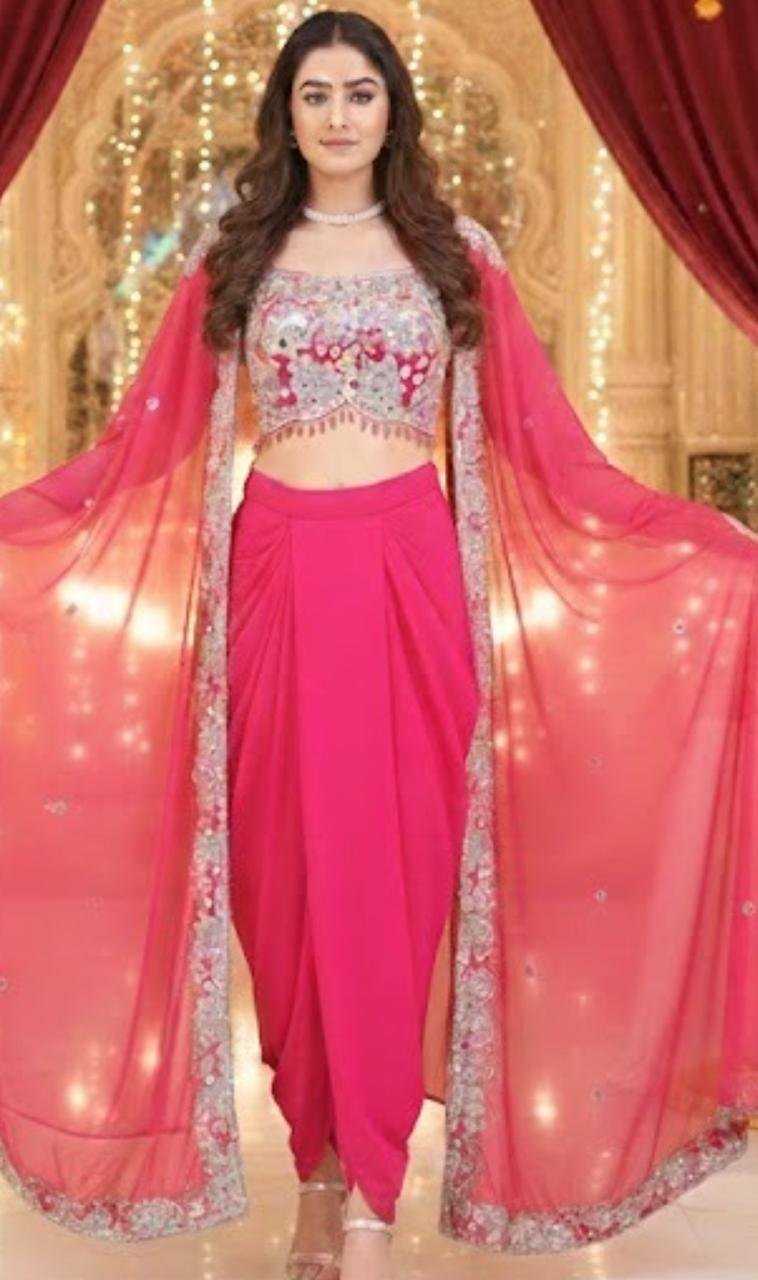 pink with hand embroidery